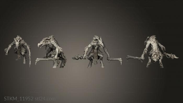 Figurines heroes, monsters and demons (avian raider squad musician, STKM_11952) 3D models for cnc