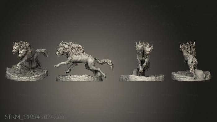 Figurines heroes, monsters and demons (Blood Moon Death Dog Attacking, STKM_11954) 3D models for cnc