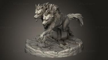 Figurines heroes, monsters and demons (Blood Moon Death Dog Attacking, STKM_11954) 3D models for cnc