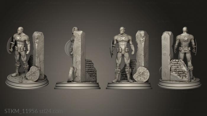 Figurines heroes, monsters and demons (captain america, STKM_11956) 3D models for cnc
