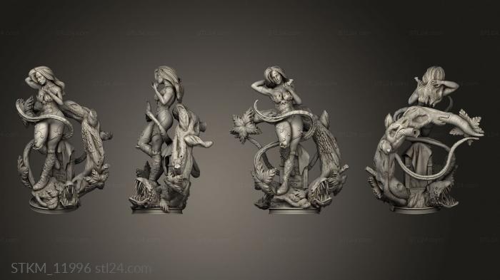 Figurines heroes, monsters and demons (girl in forest, STKM_11996) 3D models for cnc