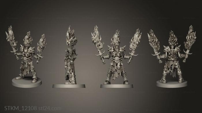 Figurines heroes, monsters and demons (skeleton champion fire swords, STKM_12108) 3D models for cnc