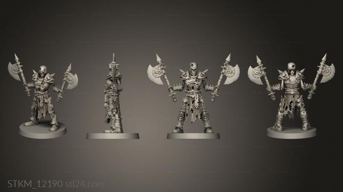 Figurines heroes, monsters and demons (skeleton champion axes, STKM_12190) 3D models for cnc