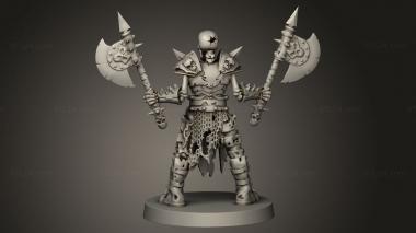 Figurines heroes, monsters and demons (skeleton champion axes, STKM_12190) 3D models for cnc