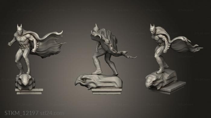 Figurines heroes, monsters and demons (Batman on roof smooth, STKM_12197) 3D models for cnc