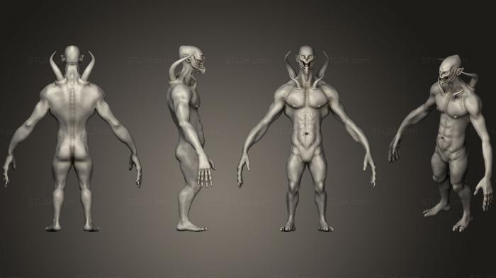 Figurines heroes, monsters and demons (Spiked Daemon Full Body, STKM_1220) 3D models for cnc