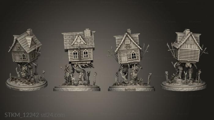 Figurines heroes, monsters and demons (Baba Yaga Hut wall back, STKM_12242) 3D models for cnc