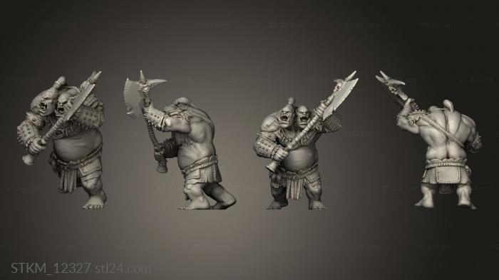 Figurines heroes, monsters and demons (Burning Lands Ettin Tribe Axe Warrior, STKM_12327) 3D models for cnc