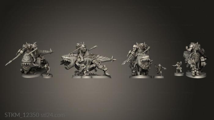 Статуэтки герои, монстры и демоны (Большой босс на Зверь-акула, STKM_12350) 3D модель для ЧПУ станка