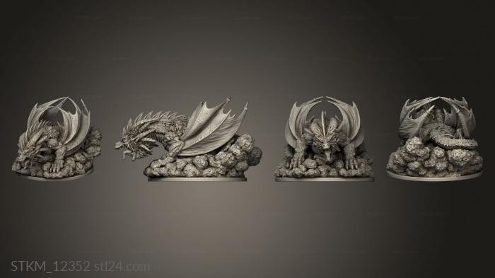 Статуэтки герои, монстры и демоны (Большой дракон, STKM_12352) 3D модель для ЧПУ станка