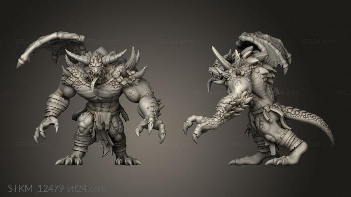Статуэтки герои, монстры и демоны (Драккисатский Змей,Охваченный Жестокостью мутант, STKM_12479) 3D модель для ЧПУ станка