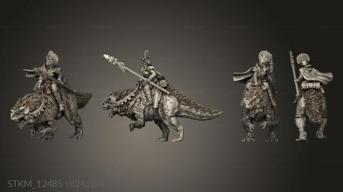 Статуэтки герои, монстры и демоны (Всадники на брутозаврах, STKM_12485) 3D модель для ЧПУ станка