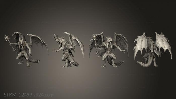 Figurines heroes, monsters and demons (Burning Lands Draconic Demon Red, STKM_12499) 3D models for cnc