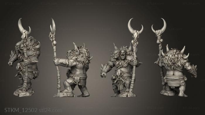 Figurines heroes, monsters and demons (Burning Lands Ettin Tribe Shaman, STKM_12502) 3D models for cnc