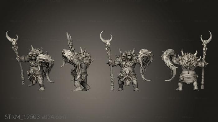 Figurines heroes, monsters and demons (Burning Lands Ettin Tribe Shaman Magic, STKM_12503) 3D models for cnc