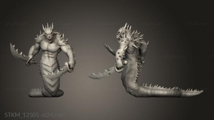 Figurines heroes, monsters and demons (Burning Lands Fire Salamander Dual Sword, STKM_12505) 3D models for cnc