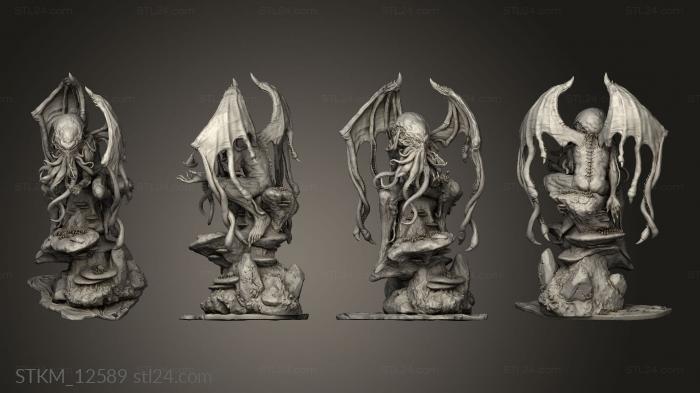 Статуэтки герои, монстры и демоны (Мифические Фигуры Ктулху, STKM_12589) 3D модель для ЧПУ станка