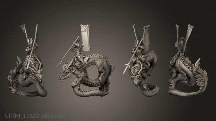 Figurines heroes, monsters and demons (Dragon Empire Cavalry banner, STKM_12622) 3D models for cnc