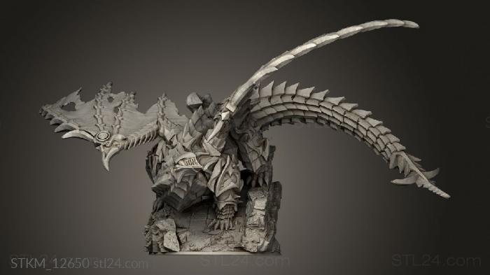 Статуэтки герои, монстры и демоны (Проклятый дракон против дракона, STKM_12650) 3D модель для ЧПУ станка