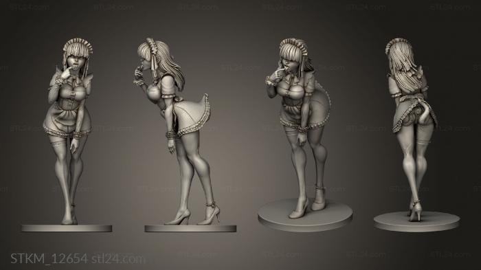 Figurines heroes, monsters and demons (Maid Jiggly Stix, STKM_12654) 3D models for cnc