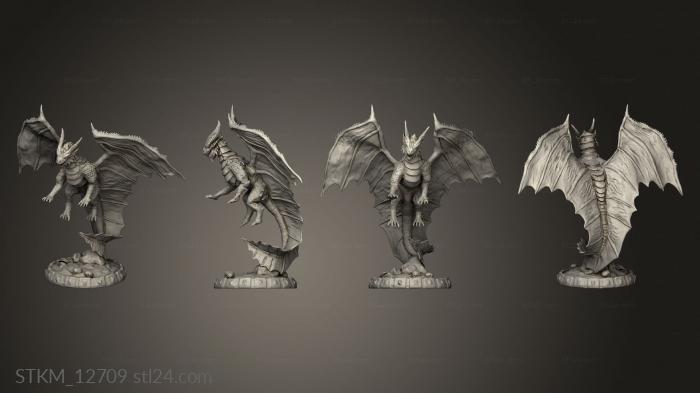 Статуэтки герои, монстры и демоны (Проклятая Кузница Взрослого Медного Дракона,Летающий медный дракон, STKM_12709) 3D модель для ЧПУ станка
