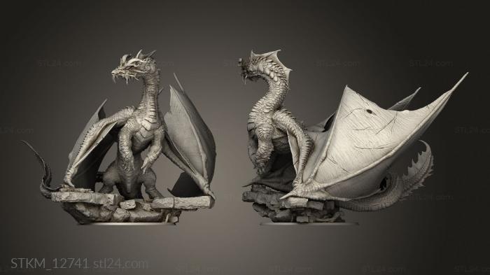 Статуэтки герои, монстры и демоны (Бузинный рассольный дракон brinedragon, STKM_12741) 3D модель для ЧПУ станка
