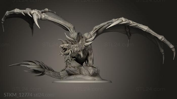 Статуэтки герои, монстры и демоны (Хрустальный молодой дракон хрустальный дракон, STKM_12774) 3D модель для ЧПУ станка