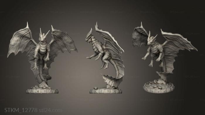 Статуэтки герои, монстры и демоны (Летящий Огромный медный дракон, STKM_12778) 3D модель для ЧПУ станка
