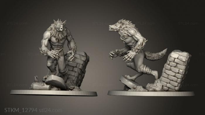 Figurines heroes, monsters and demons (WEREWOLVES, STKM_12794) 3D models for cnc