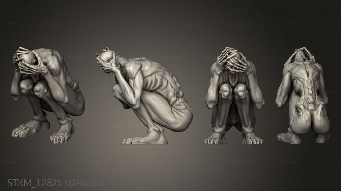 Статуэтки герои, монстры и демоны (Криптиды Застенчивый Парень,Съежившийся От Страха, STKM_12821) 3D модель для ЧПУ станка