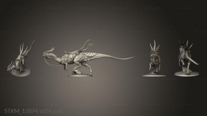 Статуэтки герои, монстры и демоны (Дилофозавр Повелитель седла, STKM_12874) 3D модель для ЧПУ станка