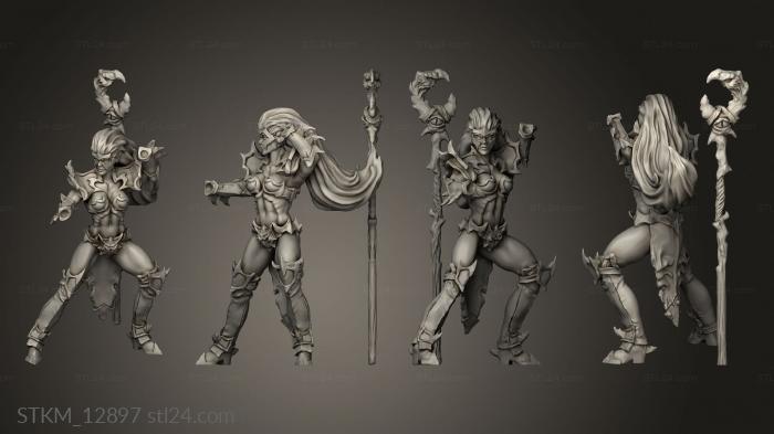 Figurines heroes, monsters and demons (Dark Elves Modular Bodies Elf Fighting, STKM_12897) 3D models for cnc