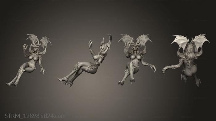Статуэтки герои, монстры и демоны (Крылья Королевы Суккубов Темных Богов, STKM_12898) 3D модель для ЧПУ станка