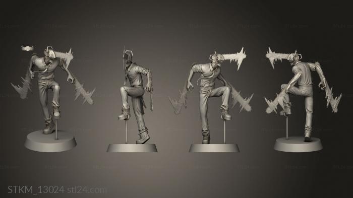 Статуэтки герои, монстры и демоны (Человек-Бензопила Дэндзи Выделяется Анимацией, STKM_13024) 3D модель для ЧПУ станка
