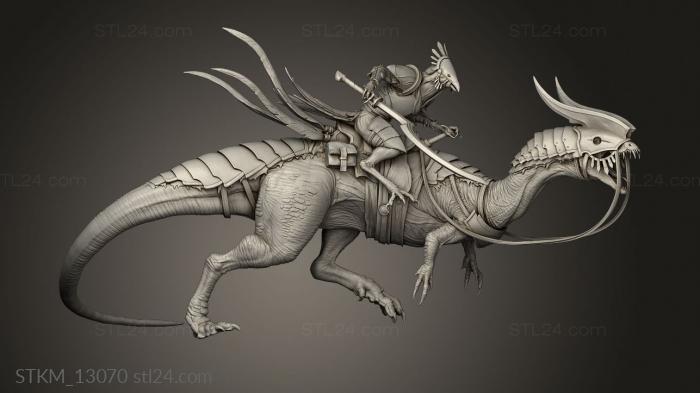 Статуэтки герои, монстры и демоны (Дилофозавр свирепый Повелитель атакующей кавалерии, STKM_13070) 3D модель для ЧПУ станка