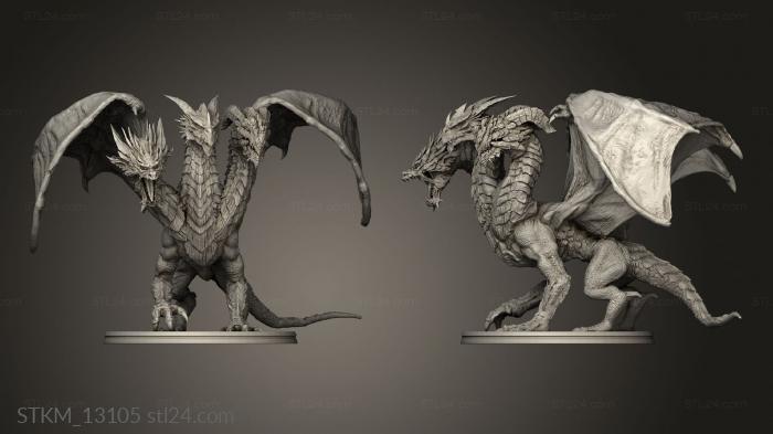 Статуэтки герои, монстры и демоны (Дракон, STKM_13105) 3D модель для ЧПУ станка