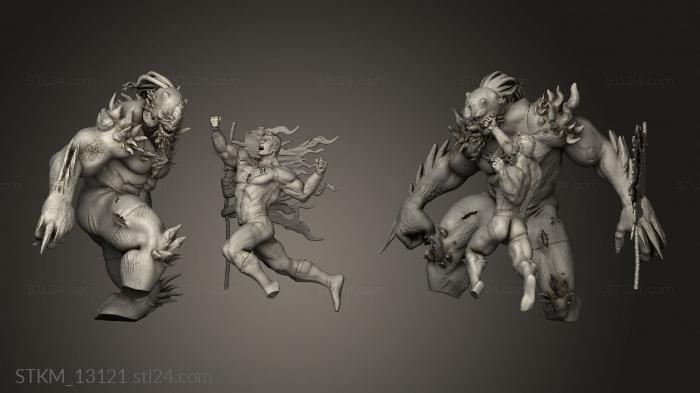 Figurines heroes, monsters and demons (Doomsday vs ERMAN and flag pole REG, STKM_13121) 3D models for cnc