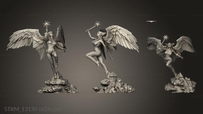 Статуэтки герои, монстры и демоны (Девушка-Ястреб, STKM_13130) 3D модель для ЧПУ станка