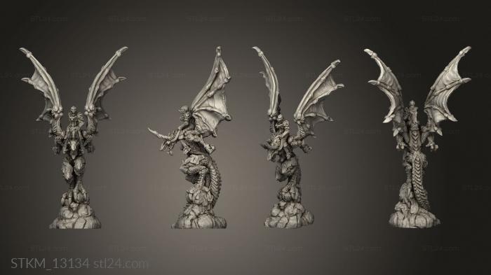 Статуэтки герои, монстры и демоны (Всадник на Драконе, STKM_13134) 3D модель для ЧПУ станка