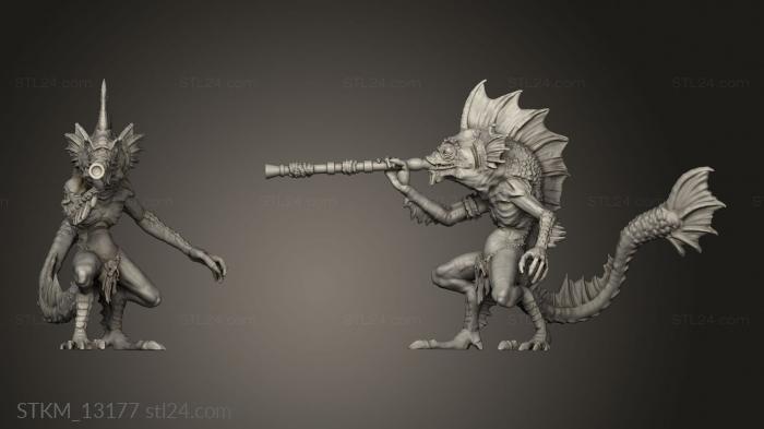 Figurines heroes, monsters and demons (End Depth Fishfolk Blowpipe, STKM_13177) 3D models for cnc