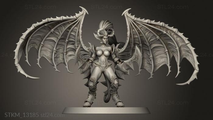 Статуэтки герои, монстры и демоны (Демоническая Валькирия Дроу Включает В себя, STKM_13185) 3D модель для ЧПУ станка