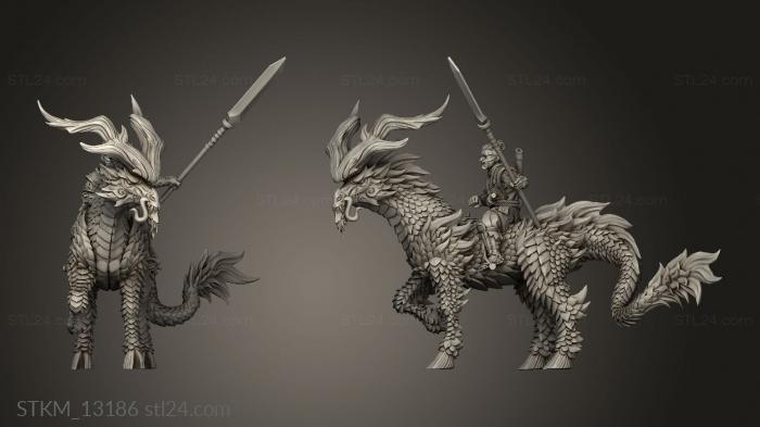 Figurines heroes, monsters and demons (Dragon Empire Kirin Riders, STKM_13186) 3D models for cnc