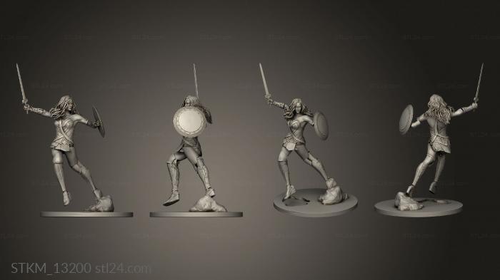 Figurines heroes, monsters and demons (wonder woman reduced polys rock, STKM_13200) 3D models for cnc