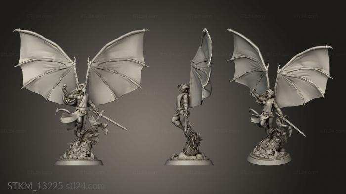 Статуэтки герои, монстры и демоны (Драконы Куют Авантюристов ,Волшебница а,Крылья полудемона, STKM_13225) 3D модель для ЧПУ станка