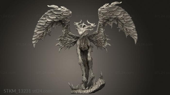 Статуэтки герои, монстры и демоны (Драконы Красной Луны Дехриля, STKM_13231) 3D модель для ЧПУ станка
