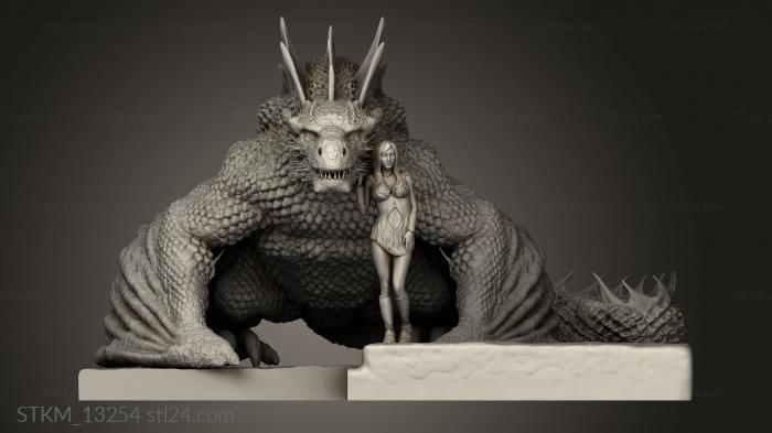Статуэтки герои, монстры и демоны (ЛЕСТНИЦА Дрогона Дейенерис, STKM_13254) 3D модель для ЧПУ станка