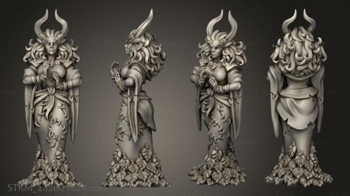 Статуэтки герои, монстры и демоны (Пьяная женщина-друид в Темном лесу, STKM_13280) 3D модель для ЧПУ станка