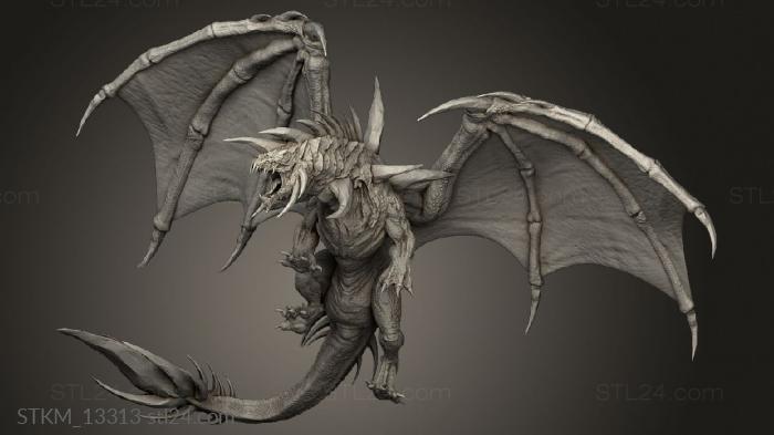 Статуэтки герои, монстры и демоны (Старший Хрустальный Дракон, STKM_13313) 3D модель для ЧПУ станка