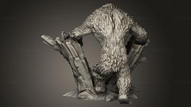 Figurines heroes, monsters and demons (Monster Rampage Werebear Breaking Tree Stump, STKM_13361) 3D models for cnc