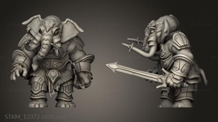 Статуэтки герои, монстры и демоны (Воин-Слон, STKM_13372) 3D модель для ЧПУ станка